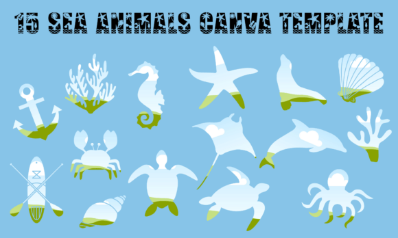 15 Sea Animal Canva Template Summer Team