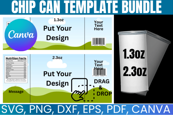 Design Professional Chip Can Labels for 1.3oz – 2.3oz Containers