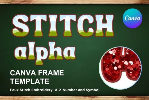 Faux Embroidery Canva Frame Letters_34: A Textured Design Asset