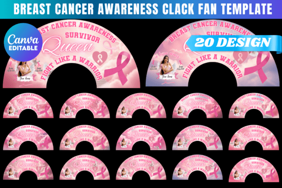 Pink Breast Cancer Clack Fan Template for Pinktober Events