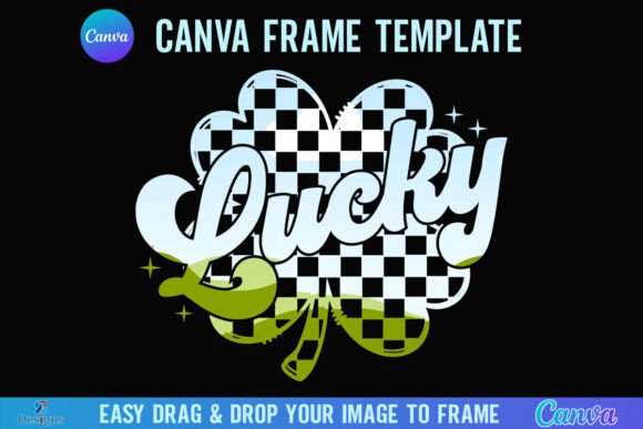 St Patricks Lucky Canva Checkered Clover: A Festive Design Asset