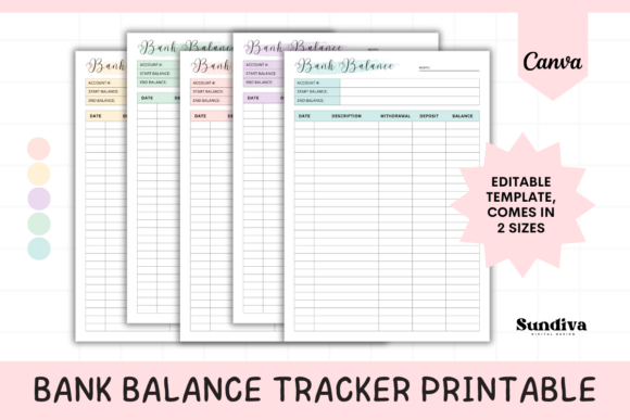Streamline Your Finances with the Editable Bank Balance Tracker Sheet 4