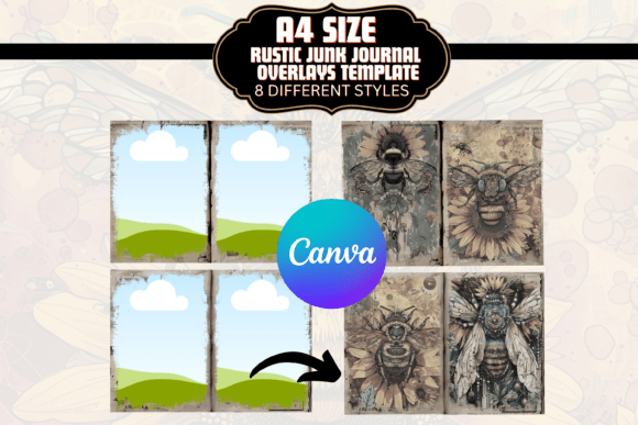 Transform Your Projects with A4 Grey Junk Journal DIY Overlay Canva
